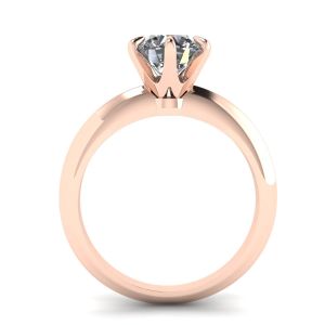 Anillo de compromiso de diamantes redondos de 6 puntas en oro rosado - Photo 1