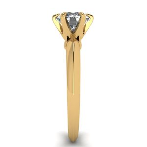 Anillo de compromiso de 6 puntas con diamantes redondos en oro amarillo - Photo 2