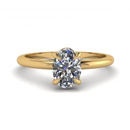 Anillo Solitario Clásico con Diamante Ovalado en Oro Amarillo