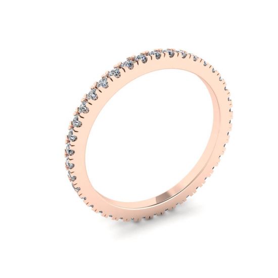 Anillo de eternidad clásico de diamantes pequeños en oro rosado de 18 k,  Ampliar imagen 4