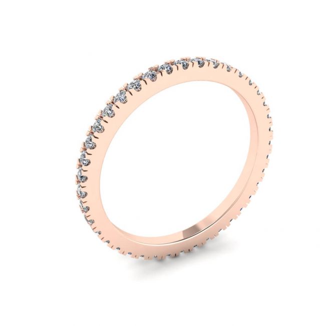 Anillo de eternidad clásico de diamantes pequeños en oro rosado de 18 k - Photo 3