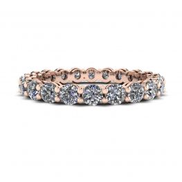 Anillo de eternidad clásico de diamantes de 3 mm en oro rosa