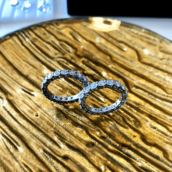 Anillo de eternidad clásico de diamantes de 3 mm en oro rosa,  Ampliar imagen 6