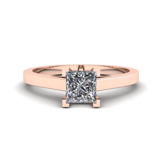 Anillo de diamantes de talla princesa en oro rosa de 18 quilates, Ampliar imagen 1