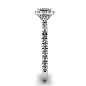 Anillo de compromiso de diamantes con halo flotante de talla princesa - Photo 2
