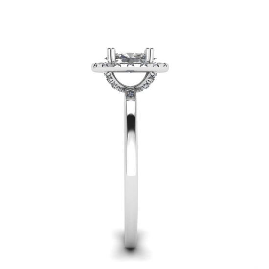 Anillo de compromiso con halo de diamantes ovalados,  Ampliar imagen 3