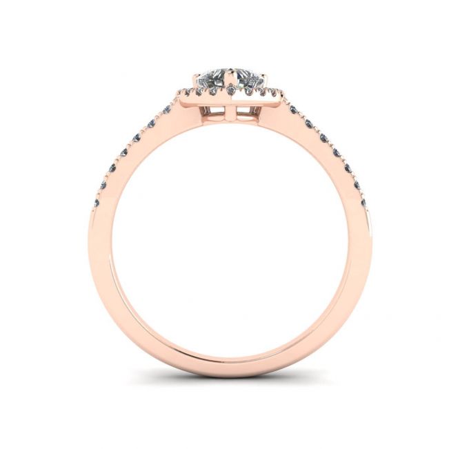 Anillo de compromiso con halo de diamantes y corazón en oro rosa - Photo 1