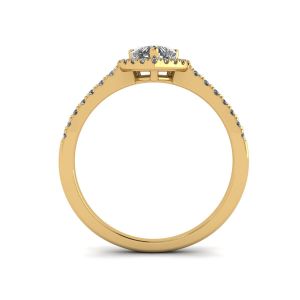 Anillo de compromiso con halo de diamantes y corazón en oro amarillo - Photo 1