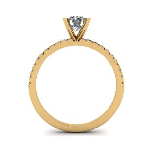Anillo Clásico Redondo de Diamantes con pavé lateral fino en Oro Amarillo - Photo 1
