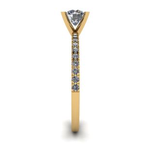 Anillo Clásico Redondo de Diamantes con pavé lateral fino en Oro Amarillo - Photo 2