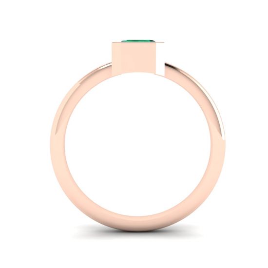 Elegante anillo de esmeralda cuadrada en oro rosa de 18 quilates, More Image 0