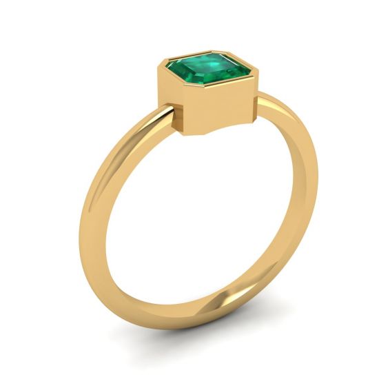 Elegante anillo de esmeralda cuadrada en oro amarillo de 18 quilates,  Ampliar imagen 4