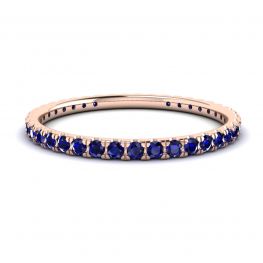 Anillo de eternidad con pavé de zafiros Riviera en oro rosa