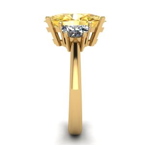 Anillo Diamante Amarillo Ovalado con Media Luna Lateral Diamantes Blancos Oro Amarillo - Photo 2