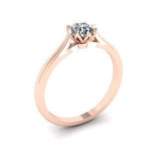 Anillo de compromiso de diamantes de loto en oro rosa - Photo 3