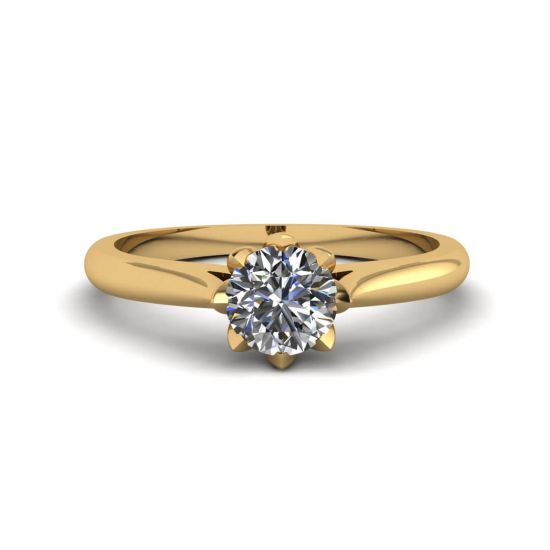 Anillo de compromiso de diamantes Lotus en oro amarillo, Image 1
