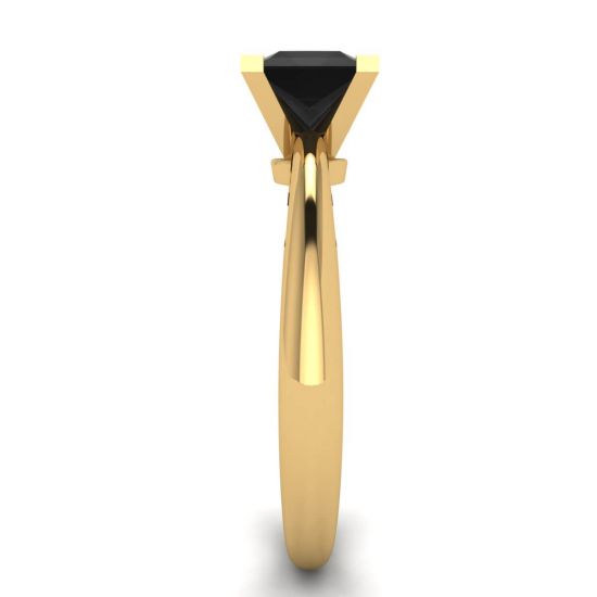 Anillo Cuadrado Diamante Negro Oro Amarillo,  Ampliar imagen 3