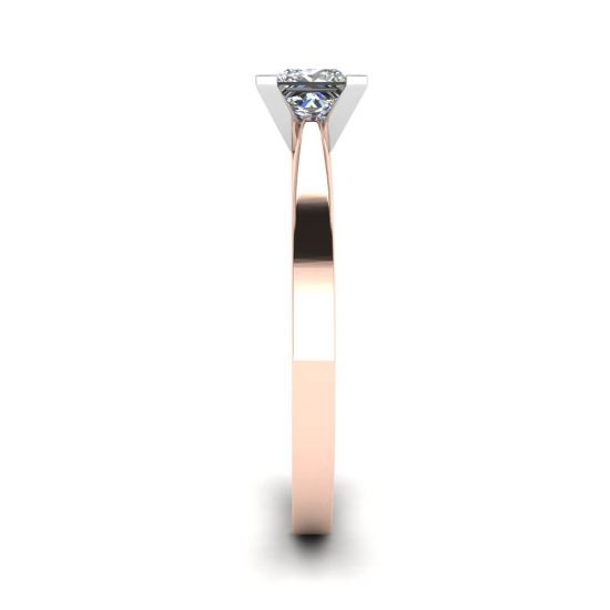 Anillo cuadrado de diamantes en oro blanco y rosa,  Ampliar imagen 3