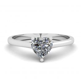 Anillo Plano Simple con Corazón Diamante Oro Blanco