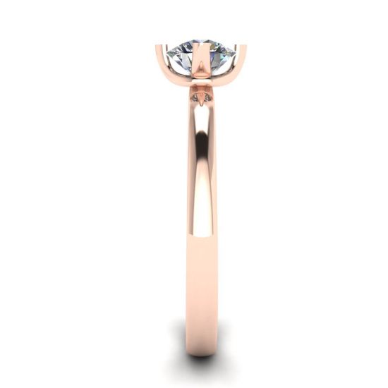 Anillo de diamantes redondos estilo punta invertida en oro rosado, More Image 1