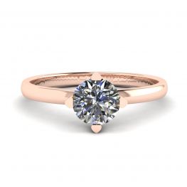 Anillo de diamantes redondos estilo punta invertida en oro rosado