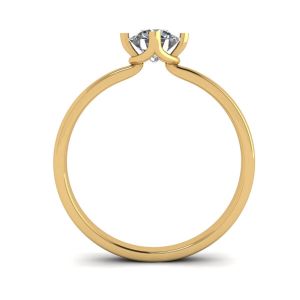 Anillo de diamantes redondos estilo punta invertida en oro amarillo - Photo 1
