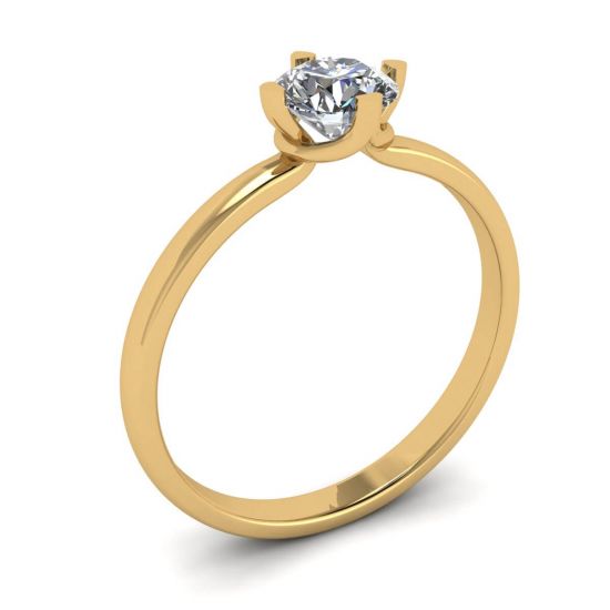 Anillo de diamantes redondos estilo punta invertida en oro amarillo,  Ampliar imagen 4