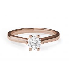 Anillo de compromiso de 6 puntas con corona de diamantes en oro rosado