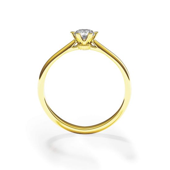 Anillo de compromiso de 6 puntas con corona de diamantes en oro amarillo,  Ampliar imagen 2