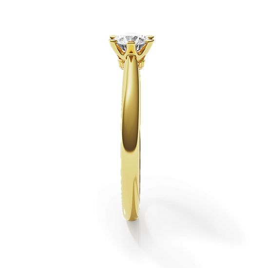 Anillo de compromiso de 6 puntas con corona de diamantes en oro amarillo,  Ampliar imagen 3