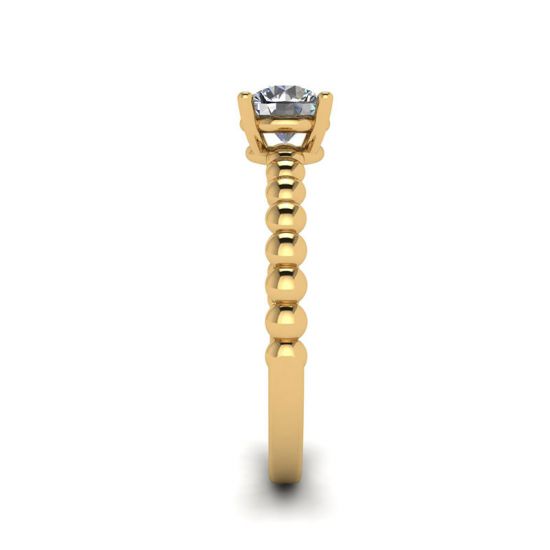 Solitario de diamantes redondos en anillo con cuentas en oro amarillo,  Ampliar imagen 3