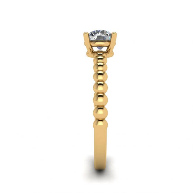Solitario de diamantes redondos en anillo con cuentas en oro amarillo - Photo 2