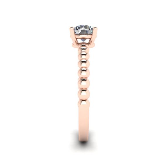 Solitario de diamantes redondos en anillo con cuentas en oro rosado,  Ampliar imagen 3
