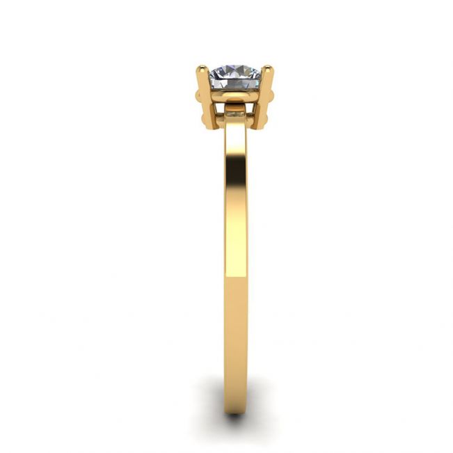 Anillo sencillo de oro amarillo de 18 quilates con solitario de diamante redondo - Photo 2