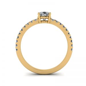 Anillo Pera de Diamantes con Pavé Lateral en Oro Amarillo - Photo 1