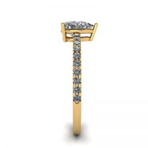 Anillo Pera de Diamantes con Pavé Lateral en Oro Amarillo - Photo 2