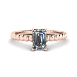 Anillo Barbudo con Diamante Talla Esmeralda Oro Rosa