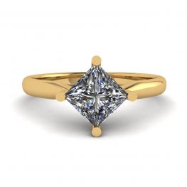 Anillo Solitario Rombo Princesa Diamante Oro Amarillo