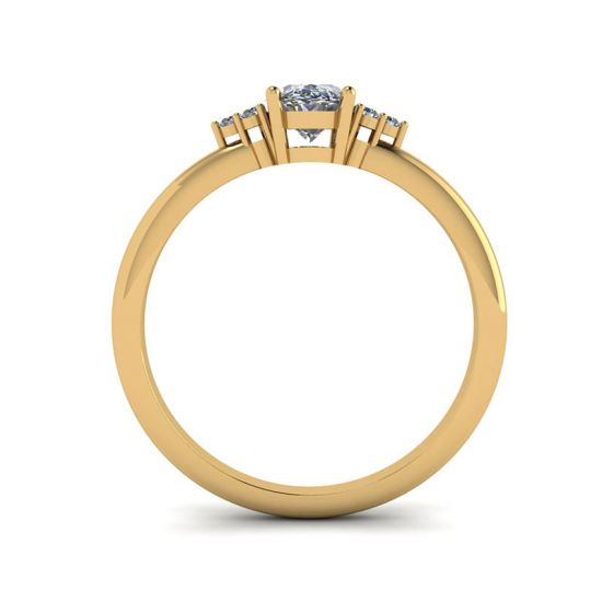 Anillo de diamantes ovalados con 3 diamantes laterales en oro amarillo,  Ampliar imagen 2