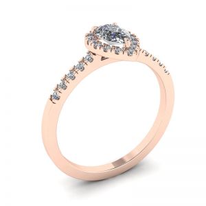 Anillo en forma de pera con halo de diamantes en oro rosado de 18 k - Photo 3