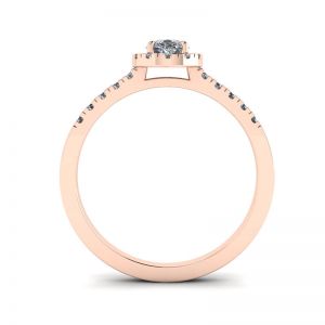 Anillo en forma de pera con halo de diamantes en oro rosado de 18 k - Photo 1