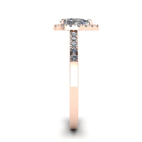 Anillo en forma de pera con halo de diamantes en oro rosado de 18 k,  Ampliar imagen 3