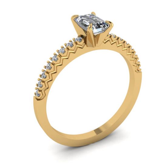 Anillo de Oro Amarillo 18K con Diamante Talla Esmeralda,  Ampliar imagen 4