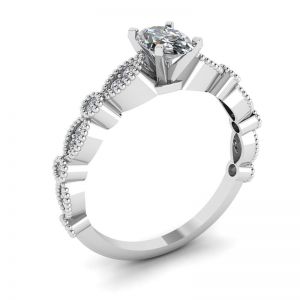 Anillo Estilo Romántico con Diamantes Ovalados en Oro Blanco - Photo 3