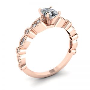 Anillo Estilo Romántico con Diamantes Ovalados en Oro Rosa - Photo 3