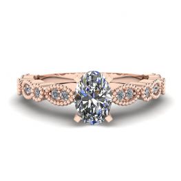 Anillo Estilo Romántico con Diamantes Ovalados en Oro Rosa Anillo Estilo Romántico con Diamantes Ovalados en Oro Rosa