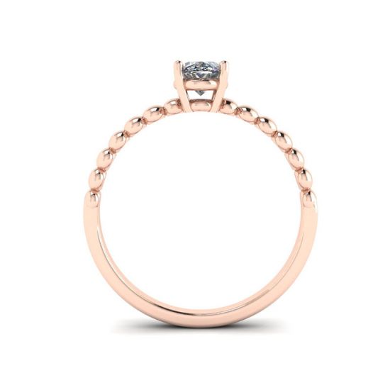 Diamante ovalado en anillo de oro rosado de 18 quilates con cuentas,  Ampliar imagen 2
