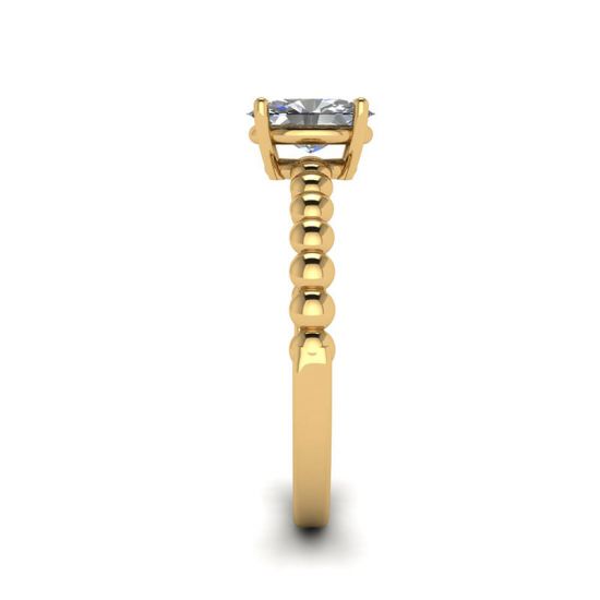 Diamante ovalado en anillo de oro amarillo de 18 quilates con cuentas,  Ampliar imagen 3