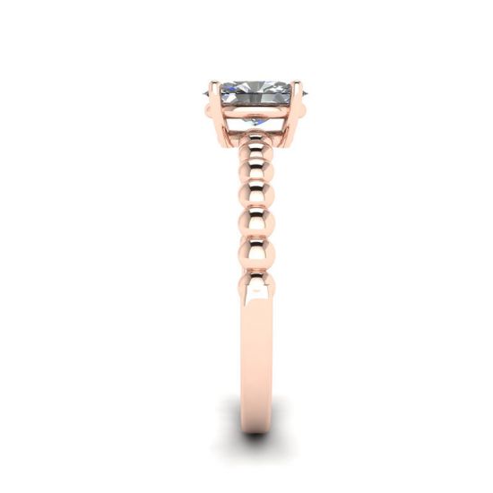 Diamante ovalado en anillo de oro rosado de 18 quilates con cuentas,  Ampliar imagen 3