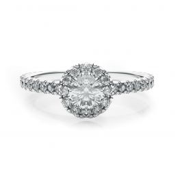 Anillo de diamantes de talla redonda con halo